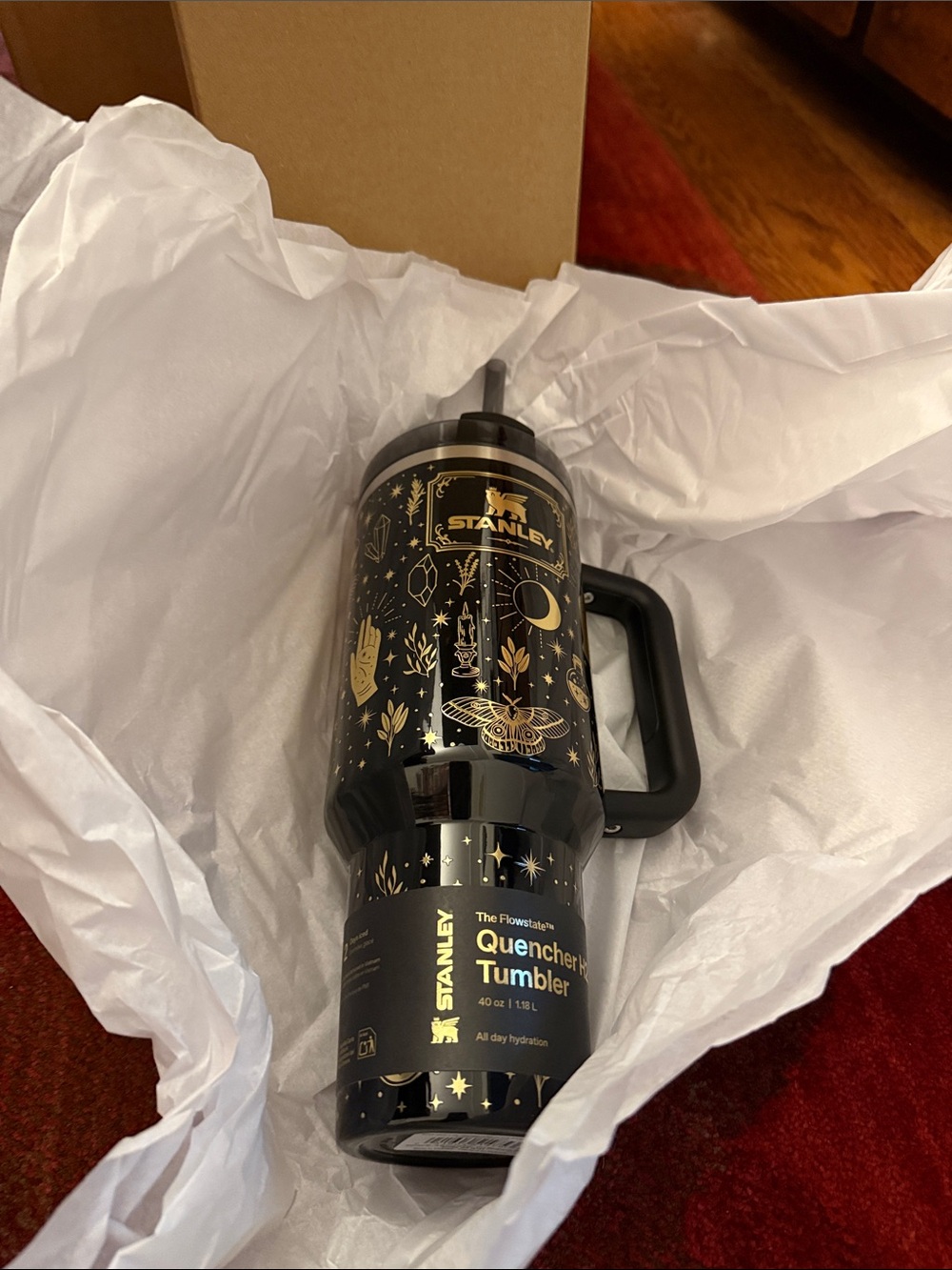 Stanley Black magic Tumbler with Gold Celestial Accents 40 oz